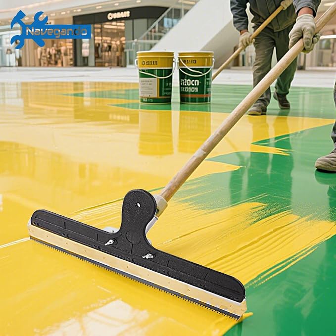 56cm Epoxy Floor Squeegee,Notched Squeegee for Epoxy & Self-Leveling Concrete Rake,5mm Bilateral Notched Blade, Wide Plastic Spreader for Garage, Industrial, and DIY Floor Coating