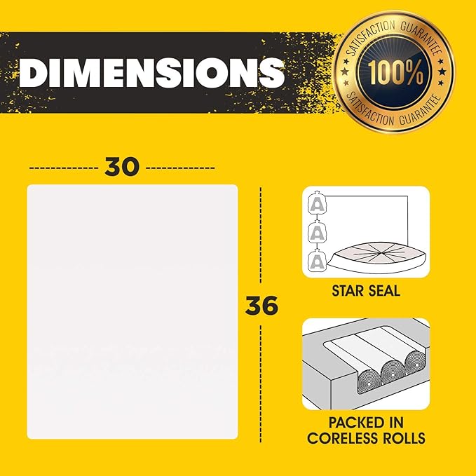 Aluf Plastics 20-30 Gallon 1.5 MIL (eq) Clear Heavy Duty Garbage Bags - 30" x 36" - Pack of 100 - For Industrial, Recycling, Storage, & Outdoor
