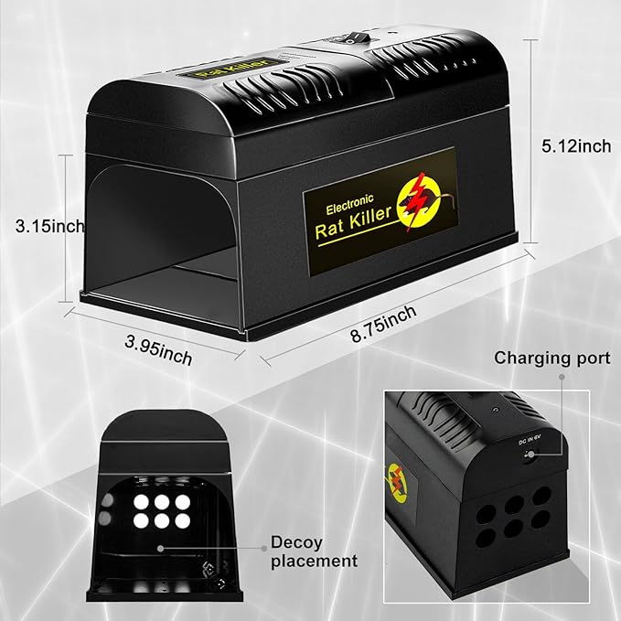 Electric Mouse Traps - Indoor Rats Trap Killer - Reusable Eliminate Rodent Zapper for Home with Powerful Voltage Instantly Kills Rodent in Room, Kitchen, Garage