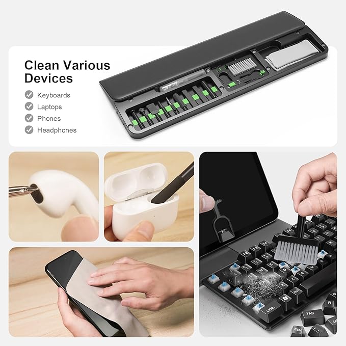 Keyboard Wrist Rest with Cleaning Kit, Ergonomic Design Wrist Rest for Computer Keyboard, Laptops, Tablets, Wrist Support for Typing, Gaming, Black