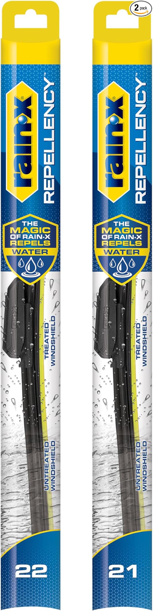 Rain-X 810355 Repellency Water Repellent Wiper Blades, 22" & 21" Windshield Wipers, All Weather Streak-Free for Enhanced Visibility w/Water Repellency Formula [Amazon Exclusive]