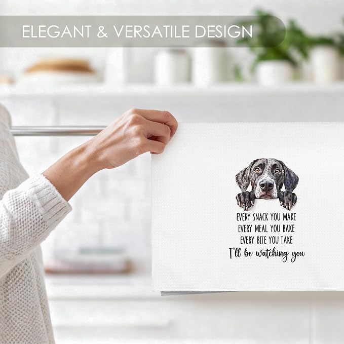 German Shorthaired Pointer Kitchen Towel Gifts Decorative Set of 2, GSP Dog Dish Towels Tea Towels, German Short Haired Dog Waffle Weave Microfiber Hand Towel for Kitchen Bathroom Decor 16x24