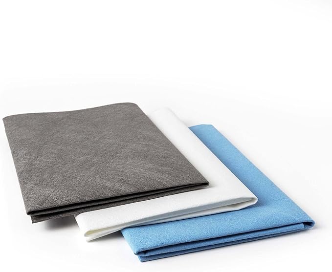 Jude's Miracle Cloth Microfiber Cleaning Cloth 2 Pack for Windows Mirrors Crystal Eye Glasses TV Computer Screen Countertops Cars & Boats Chemical Free (1 White, 1 Blue, 1 Gray)