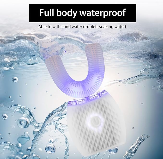 Ultrasonic Toothbrush for Adults Automatic Toothbrush with Soft Bristles Rechargeable Portable 30'' Automatic Timer Wireless Charging Washable for Travel & Home Use (White)