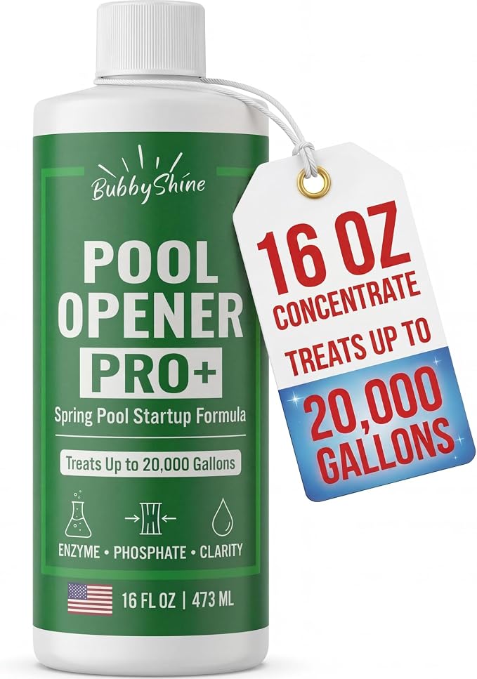 Pool Opening Chemical, 16 oz Treats Up to 20,000 Gallons, Pool Starter Kit for Above Ground & Inground Pools, Spring Start Up Clarifier Support, Chlorine or Salt Compatible – BubbyShine