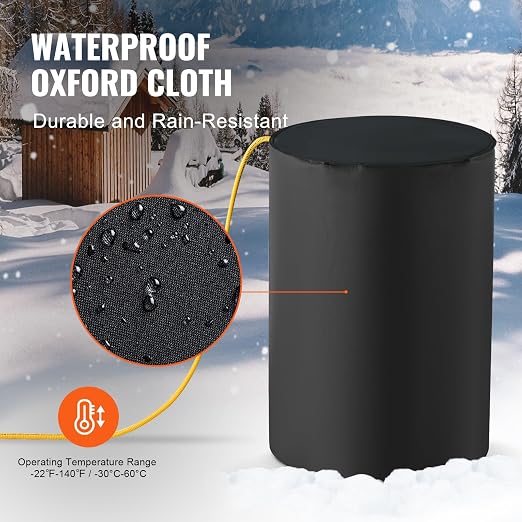 VEVOR Metal Drum Heater, 1300 Watt, Pail Heating Band for 55 Gal Barrel, 0-145℉ Adjustable Thermostat, Waterproof Oxford Fabric High Efficiency Grease Keg Heater, Tested to UL 499 Standard, FCC Listed