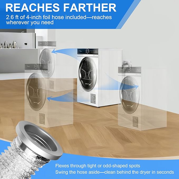 Magnetic Dryer Vent Connector Kit, 4-Inch by 31.5-Inch Aluminum Foil Hose with Clamps, Magnetic Coupling for Dryer Vent Cleaning and Replacement, Laundry Room Essential