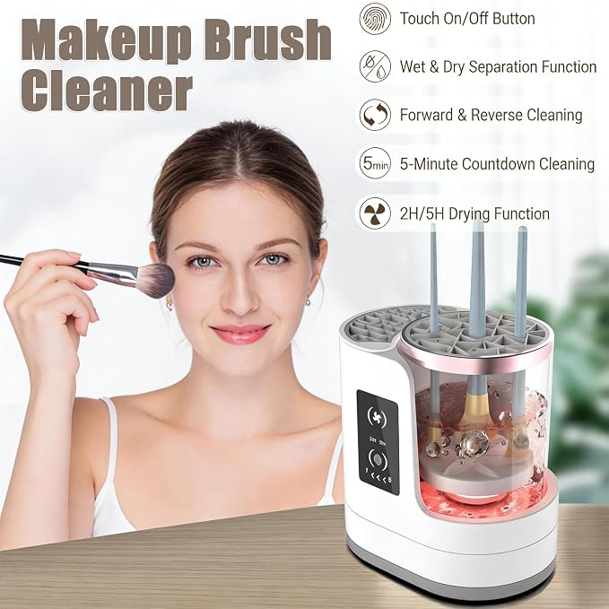 Electric Makeup Brush Cleaner Machine With Makeup Brush Dryer-Holder-Portable Automatic USB Cosmetic Brushes Cleaner Tool for All Size Beauty Makeup Brush Set,Eyeshadow, Blush Brush