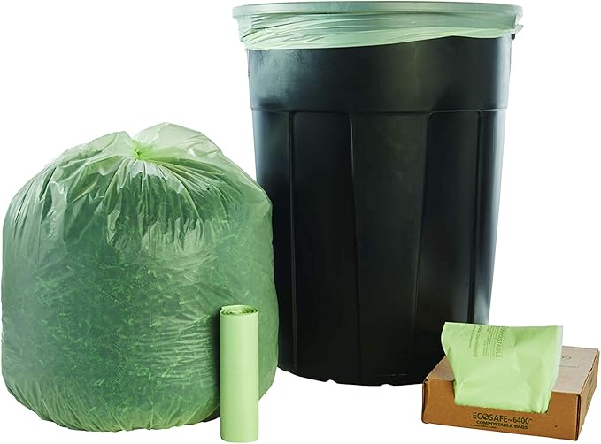 Stout by Envision Compostable Trash Bags, 30 Gallon 30" x 39", 48 Bags Per Case, ASTM6400, Green Bags, Made in America (E3039E11)