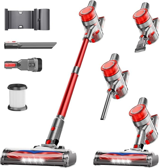 Cordless Vacuum Cleaner, Powerful Stick Vacuum Cleaner for Home with Rechargeable Battery, 6-in-1 Lightweight Handheld Vacuum, 45 Mins Runtime for Hardfloor & Carpets Pet Hair