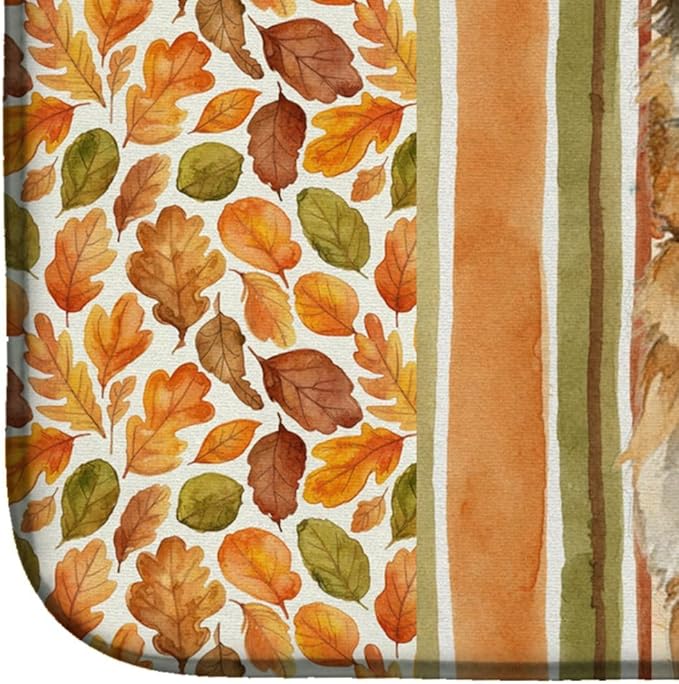 Caroline's Treasures Belgian Laekenois Heirloom Fall Dish Drying Mat Absorbent Dish Drying Mat Pad for Kitchen Counter Dish Drainer Mat for Countertop, 14 x 21", Multicolor