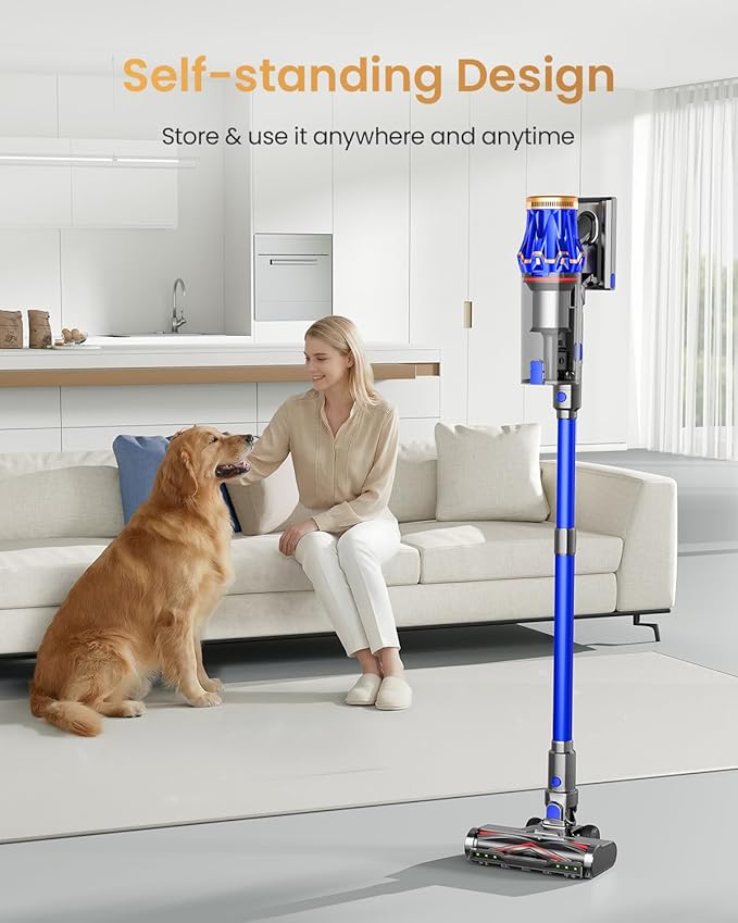 Cordless Vacuum Cleaner, Upgraded 650W 60KPA 70Mins Vacuum Cleaners for Home, Self-Standing Stick Vacuum Cleaner, Anti-tangle Wireless, OLED Screen, 1.8L Cup for Hardwood Floors,Carpet,Pet Hair,Car