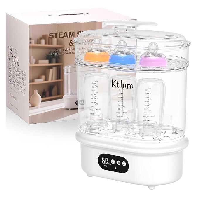 Baby Bottle Sanitizer and Dryer, 4-in-1 Fast Electric Sanitizing & Drying Machine, BPA-Free Food-Grade Material, Fits 6 Bottles/Pacifiers/Teethers, One-Touch Operation for New Parents