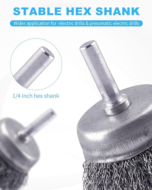 Rocaris 21-Pack Carbon Steel Wire Wheel, Cup, Pen Brush Set with 1/4-Inch Round Shank for Rust Removal, Corrosion and Scrub Surfaces
