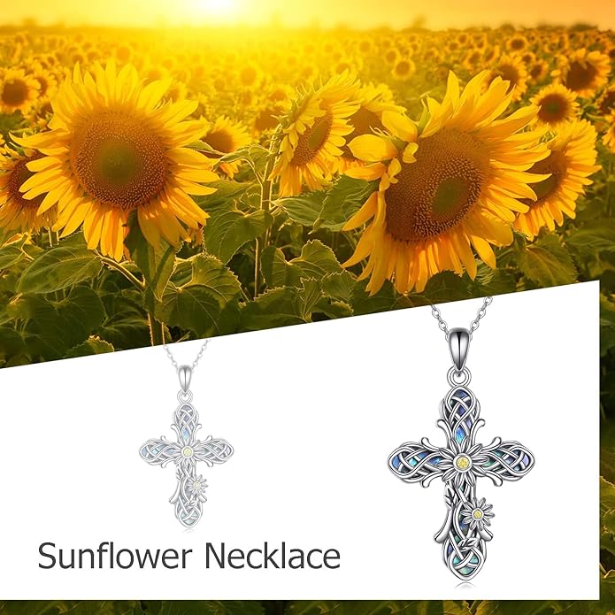ONEFINITY Religious Cross Pendant Necklace Sterling Silver Origami Cross Pendant Gifts for Women Men Jewelry