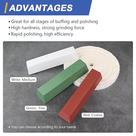 Buffing Polishing Cutting Compounds 3 lbs.Kit-Green Fine/White Medium/Red Coarse, for Airway Buffing Wheel - 3 Pcs