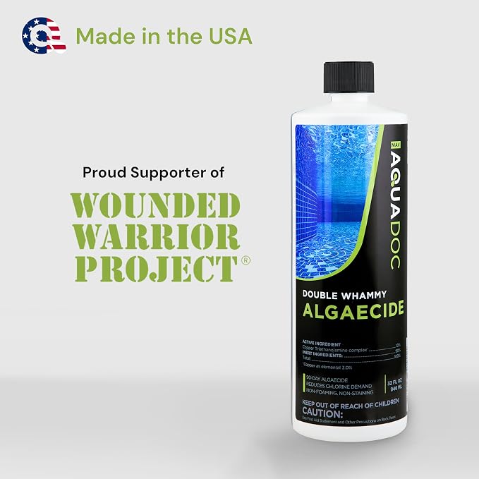 AquaDoc Copper Pool Algaecide for Swimming Pools - 32 oz - 90 Day Algaecide for Inground & Above Ground Pools - Non-Foaming, Non-Staining Formula, Reduces Chlorine Demand