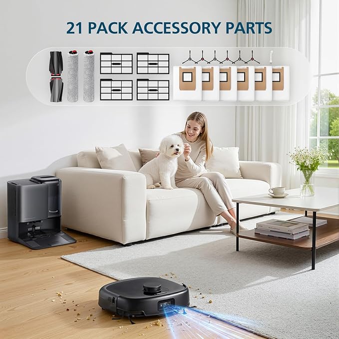 E25 E28 Accessories for eufy E25 / E28 Robot Vacuum, Replacement Parts Include Dual Main Roller Brushes, 2*Mopping Rollers, 6*Side Brushes, 4*HEPA Filters, 6*Dust Bags, 1*Cleaning Tool