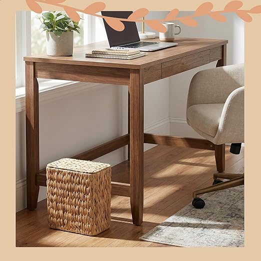 WLLHYF Wicker Waste Basket with Lid Water Hyacinth Handwoven Garbage Can Small Bathroom Trash Can Boho Rattan Wastebasket with Removable Liner for Bedroom Home Living Room Office Kitchen