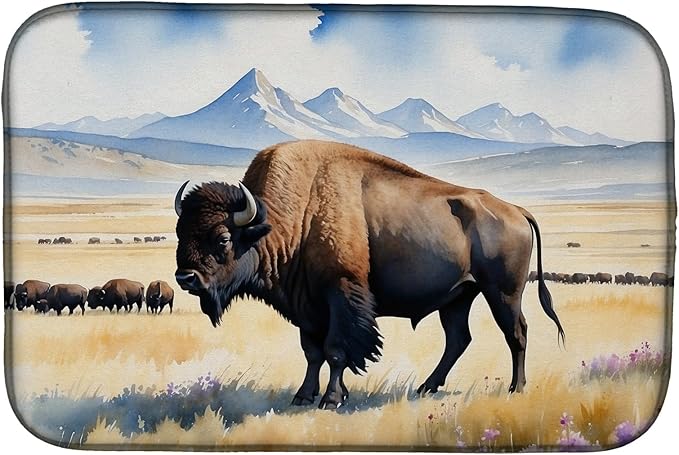 Caroline's Treasures Prairie Bison Dish Drying Mat Absorbent Dish Drying Mat Pad for Kitchen Counter Dish Drainer Mat for Countertop, 14 x 21", Multicolor