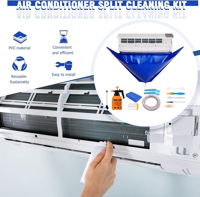 BOJACK Mini Split Cleaning Bag Kit with 2L High Pressure Sprayer, Air Conditioner Cleaning Kit, Air Duct Cleaning Kit, AC Cleaning Bag Fits Systems 38in - 48in Long