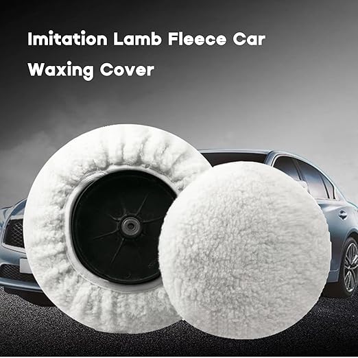 2Pcs Car Waxing Applicator Bonnet 9-10" Faux Wool Polishing Disc Car Cleaning Supplies Waxers Bonnet Set Polishing Pads Waxer Pad