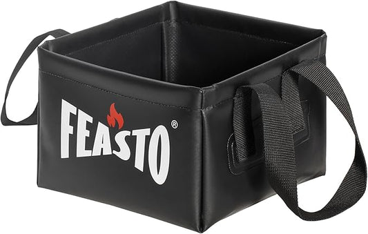 Feasto Collapsible Water Bucket for Grill Brush Cleaning & Soaking, Foldable Square Dunk Tank for Steam Grills, Multi-Use Indoor & Outdoor (Bucket Only, No Brush Included), Black