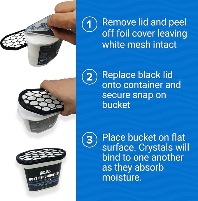Moisture Absorber with Activated Charcoal Dehumidifier Bucket, Unscented Odor Absorber for Closet Basement Bathroom Boat RV, Disposable No Refill - Better Boat