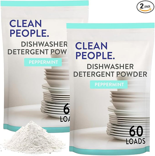 The Clean People Dishwasher Detergent Powder | Cuts Grease and Rinses Sparkling Clean | Residue-Free | Peppermint, 120 Load