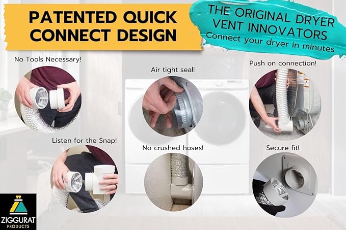 STV-M Space-Saving Dryer Vent – Airtight Seal, Durable Build, Complete Duct Connection Kit – Designed for Tight Spaces by Ziggurat