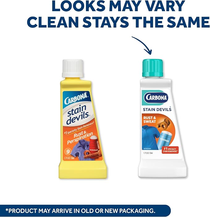 Carbona Stain Devils #9 (1.7 Fl Oz), Targeted Spot Cleaner for Rust & Perspiration Stains, Safe on Skin & Washable Fabrics