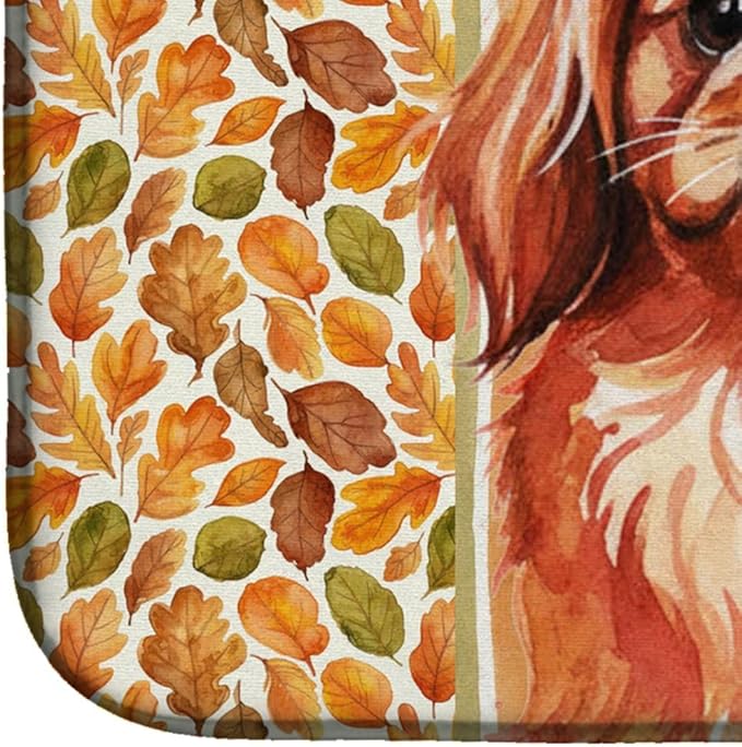 Caroline's Treasures Red Pekingese Heirloom Fall Dish Drying Mat Absorbent Dish Drying Mat Pad for Kitchen Counter Dish Drainer Mat for Countertop, 14 x 21", Multicolor