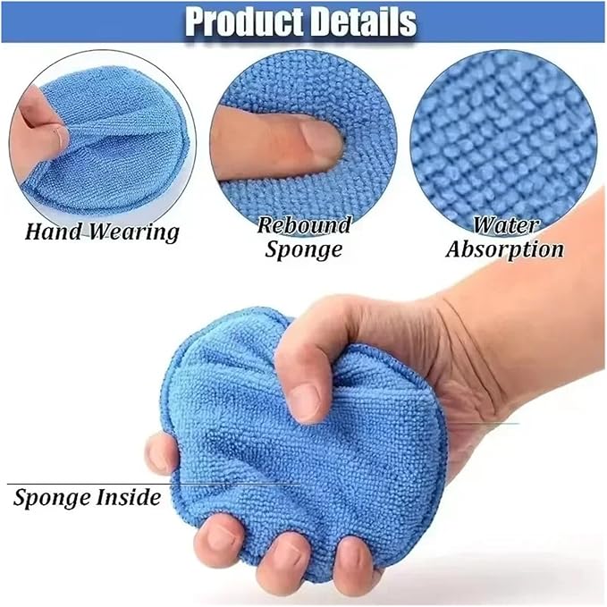 10 Pcs Microfiber Wax Applicator Mitts - Soft Polishing Sponge Pads for Surface Detailing and Cleaning(Grey 5Pcs)