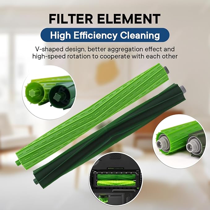 Replacement Parts Kit Compatible with iRobot Roomba s9 (9150) s9+ s9 Plus (9550) s Series Vacuum Cleaner,2 Set of Multi-Surface Rubber Brushes,8 Side Brushes,8 Filters,8 Dust Bags