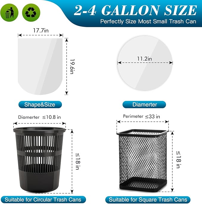 Charmount Small Trash Bags 2-4 Gallon 1000 Count, Unscented White Plastic Wastebasket Liners for Bathroom, Mini Garbage Can or Bin
