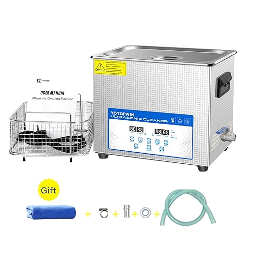 Large Professional Ultrasonic Cleaner 10L with Digital Timer & Heater Ultra Sonic Parts Cleaner Carburetor Cleaning Machine Lab Ultra Sound Cleaner Stainless Steel Tank, Fast Cleaning for Tools PCB