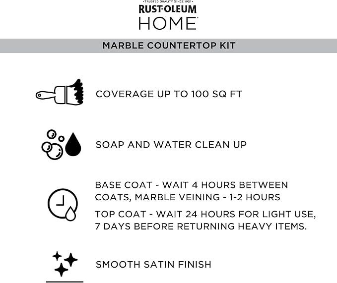 Rust-Oleum 369548 Home Marble Countertop Coating Kit, 72 fl oz, Black