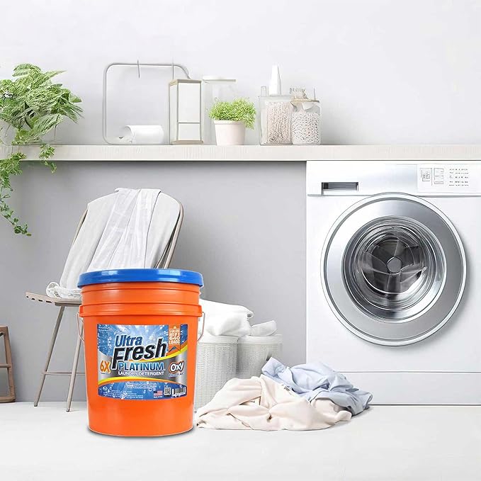 Ultra Fresh 6X Platinum Laundry Detergent, Up to 640 Loads, Bleach Alt, 5 Gallon Bundled with 2 Pack Laundry Detergent Sheets, Fragrance and Dye Free