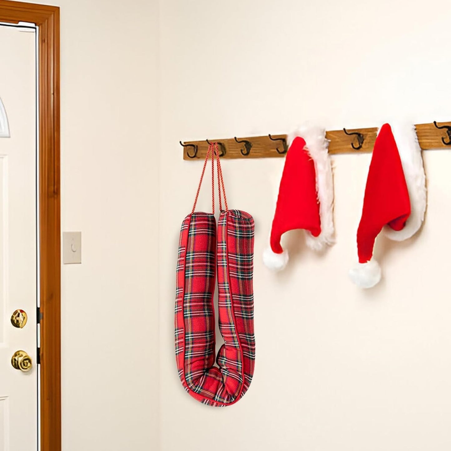 Sunolga 38" Door Draft Stopper Blocks Hot and Cold Air with Removable Washable Cover for Gaps Up to 3", Wind and Noise Seal and Door Sweep for Bottom of Door, Christmas Home Essentials, Buffalo Plaid