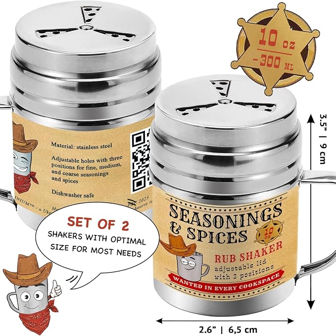 Griddle Cleaning Kit & BBQ Spice Shaker Set: 1 Holder, 20 Screens, 10 Cleaning Pads, [Pack of 2] 10 oz Shakers with Adjustable Lid Bundle