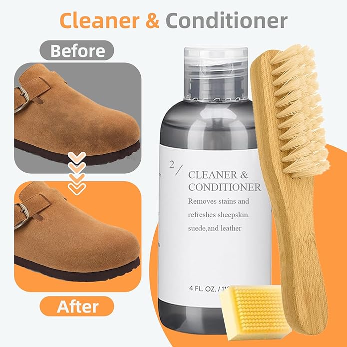 Suede Shoe Cleaner Kit, Shoe Care Kit with Shoe Cleaner, Protector, Waterproof Spary, Brush & Eraser, Shoe Cleaning kit for Suede Shoes, Boots, Sheepskin, Nubuck