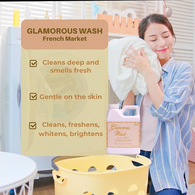 Worldwide Nutrition Bundle: Tyler Glamorous Wash French Market Scent Fine Laundry Liquid Detergent - Hand and Machine Washable - 16 oz, 454-gram Container and Multi-Purpose Key Chain