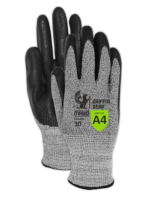 MAGID Griffin Gear ANSI A4 Liquid Repellent Nitrile Work Gloves, 12 Pairs, Size 12/3XL (GPD456)