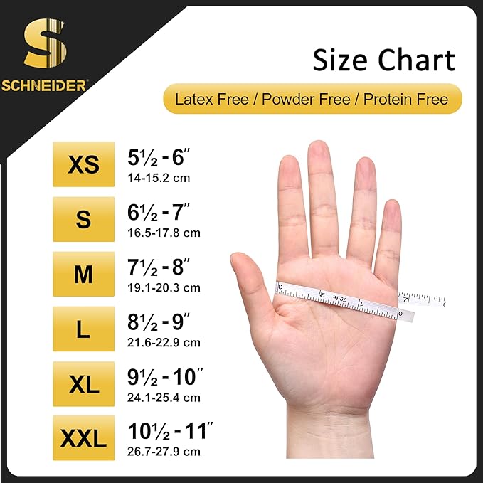Schneider Black Nitrile Exam Gloves, 5 Mil Disposable Gloves, Latex Free & Powder Free, for Medical, Cleaning, Food Prep