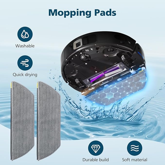 28PCS Replacement Parts for Shark AV2800ZE, RV2820YE, RV2820ZE Robot Vacuum Accessories Kit with Main Brushes, Side Brushes, Mop Pads, Pre-Motor Filter, Base Post-Motor Filter, Foam Filter