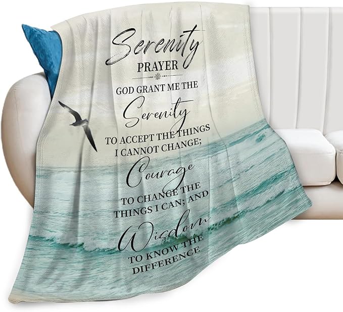 Tijuboni Serenity Prayer Bible Throw Blanket Christian Gifts for Women Men Girls Boys Kids Adults Soft Flannel Fleece Blanket for Couch Sofa Bed Home Decor 50"x60"