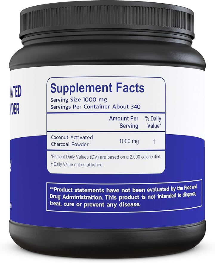 Zen Principle Coconut Activated Charcoal Powder. Whitens Teeth, Rejuvenates Skin and Hair, Supports Better Digestion. USA-Owned Producers, Free Scoop, 12 Oz