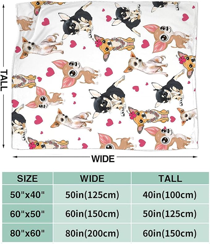 Tijuboni Chihuahua Throw Blanket Dog Gifts for Girls Boys Women Men Kids Adults Soft Flannel Fleece Blanket for Couch Sofa Bed Home Decor 50"x60"