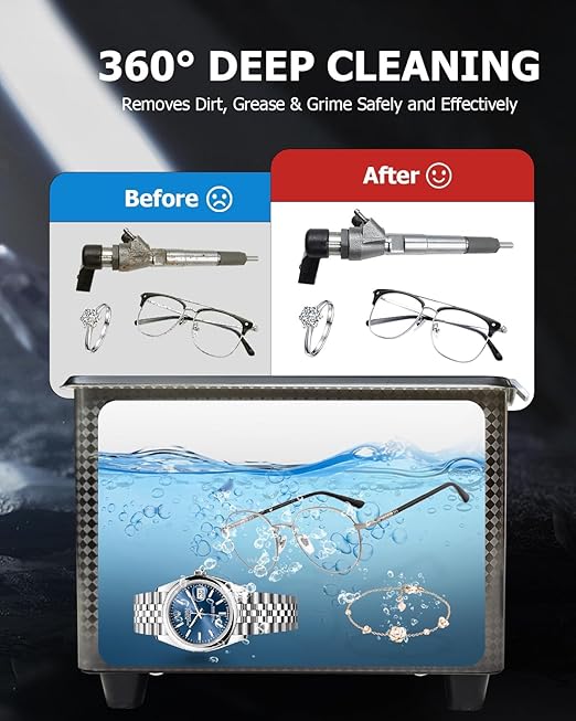 0.8L Ultrasonic Fuel Injector Cleaner with Digital Timer, 40KHZ Professional Cleaner Machine for Automotive Fuel Injector,Jewelry Eyeglasses Dental Instruments Rings Diamond Parts Circuit ect