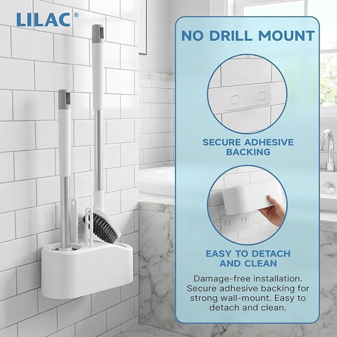 2 Pack Toilet Brush and Holder,Ergonomic, Elegant, Durable, Toilet Bowl Brush for Bathroom